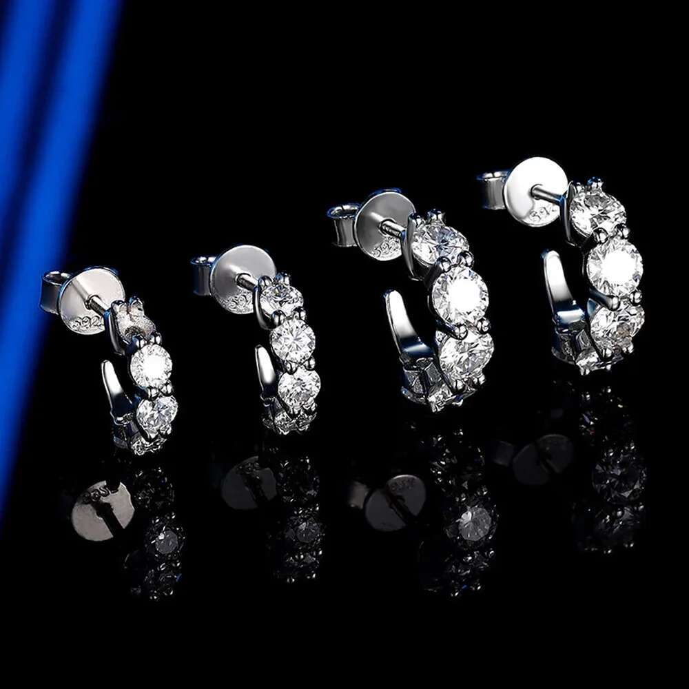 FEOBUR 3Carat Full Moissanite Hoop Earrings for Women Sterg Sier Sparkg 3/4mm Dia Stud Earring Small Hoops