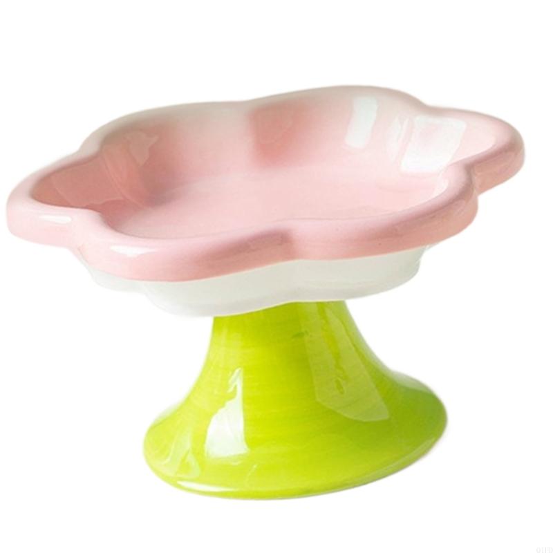 Q1FD Fashion Ceramic Pet Dish Elevated Cats Feeders Plate For Neck Comfortable