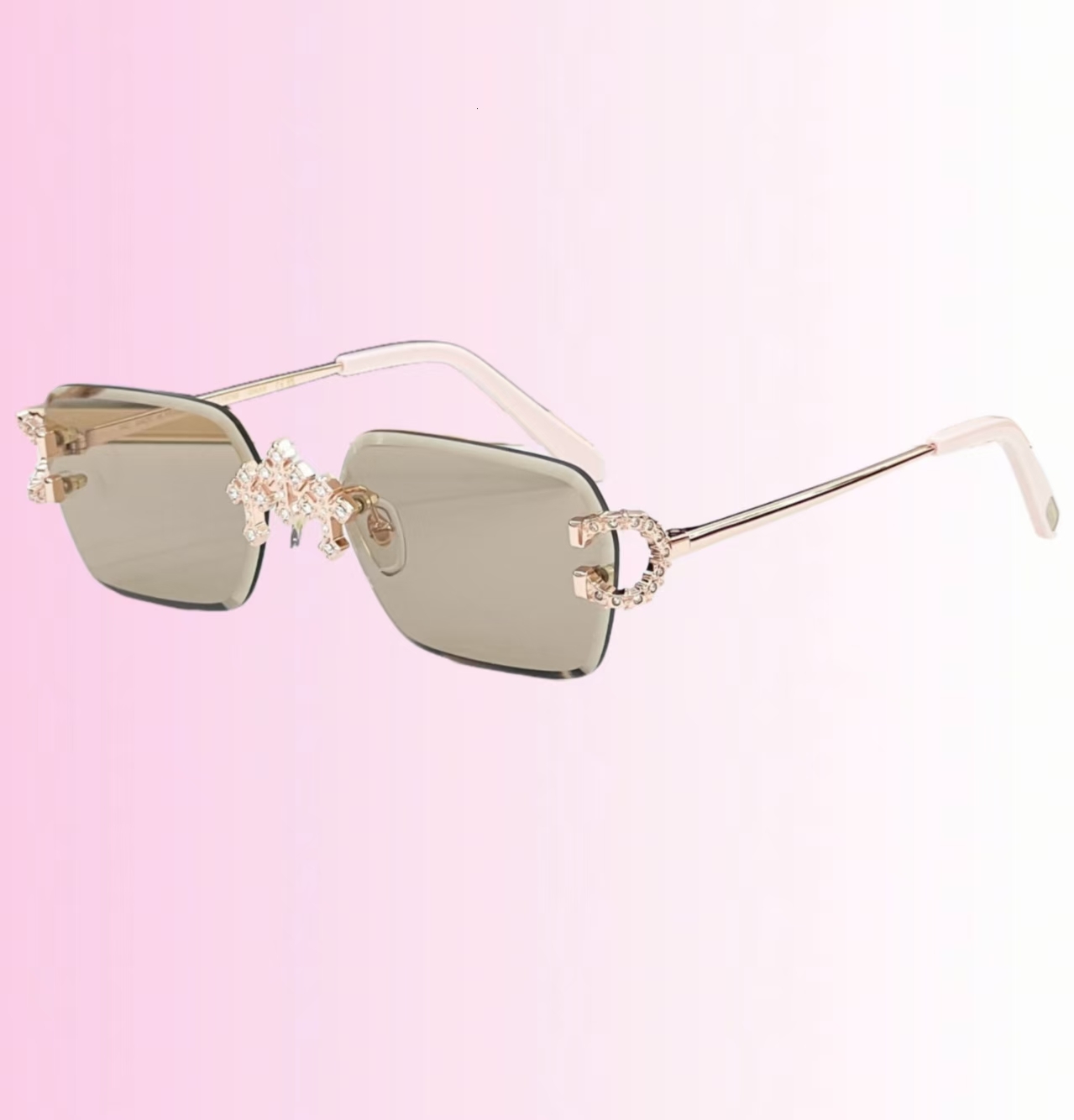 Moissanite Stylish rimless crystal sunglasses