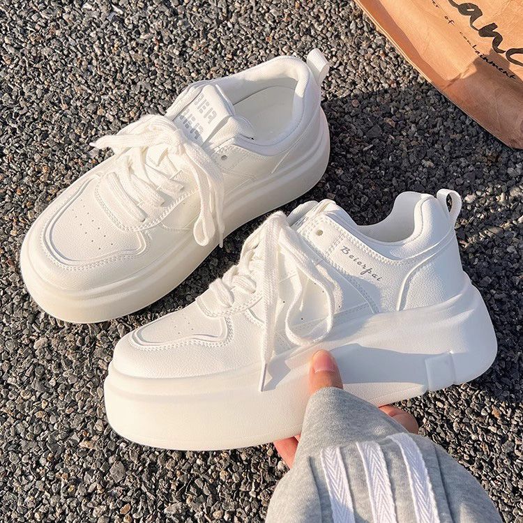 Sponge cake autumn height increase thick sole white 2025 new fashion board multifunctional sports and leisure shoes designer trendy sports shoes