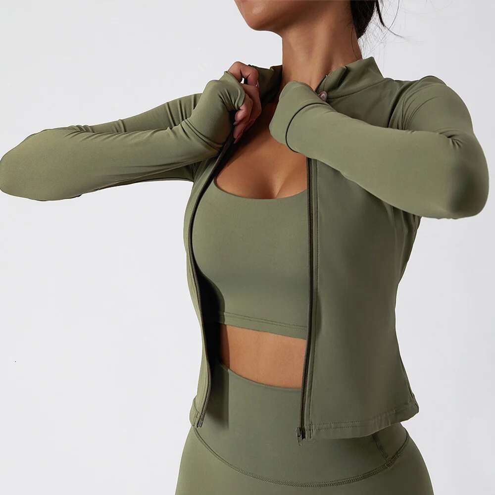 Long Zipper Sleeve Workout Top Clothes Women Active Wear Sports Shirt Elastic Fiess Jacket Yoga Clothing Running Shirts Kl-My