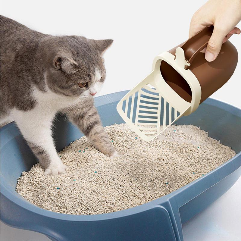 Cat Litter Scoop Holder Simple Cat Scoop Holder Portable Kitten Litter Shovel With Bracket And Waste Can For Pet Indoor Use Easy