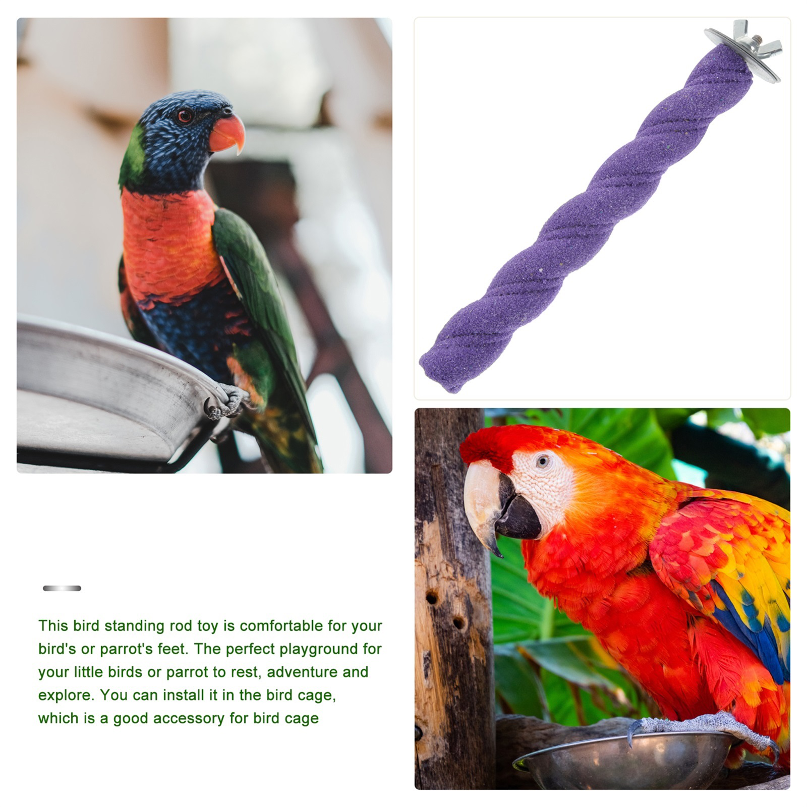Bird Cage Toy Perch Parakeet Parrot Scratching Stick Birdcage Wood Perches For Cages Standing Rod