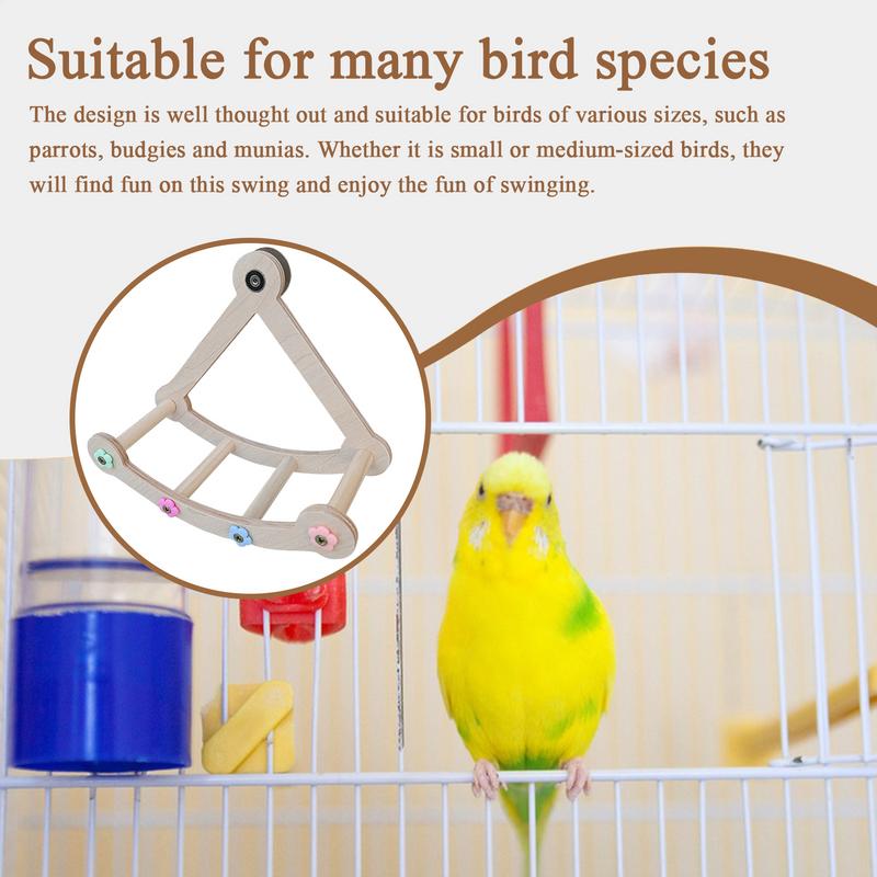 Bird Swing Toys Rotating Safe Wooden Natural Hammock Perch Bird Toys Wood Swing Pet Parrot Cage Accessories For Conure Parakeet
