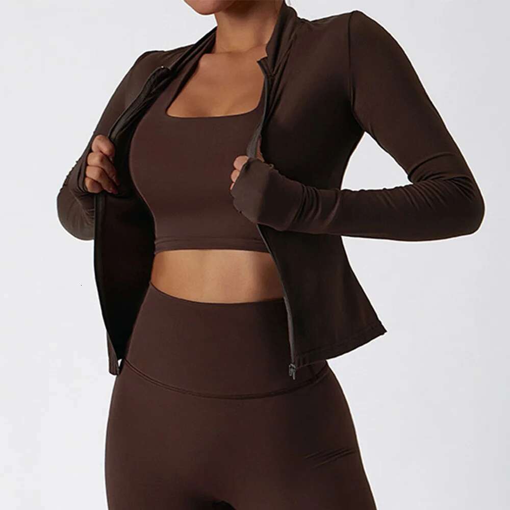 Long Zipper Sleeve Workout Top Clothes Women Active Wear Sports Shirt Elastic Fiess Jacket Yoga Clothing Running Shirts Kl-My