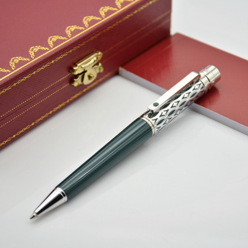 Ca Luxury Silver Stripe Green Ballpoint Rollerball Pens Writing Office Stationery Supplies Gift Ink Smooth Gift Pens