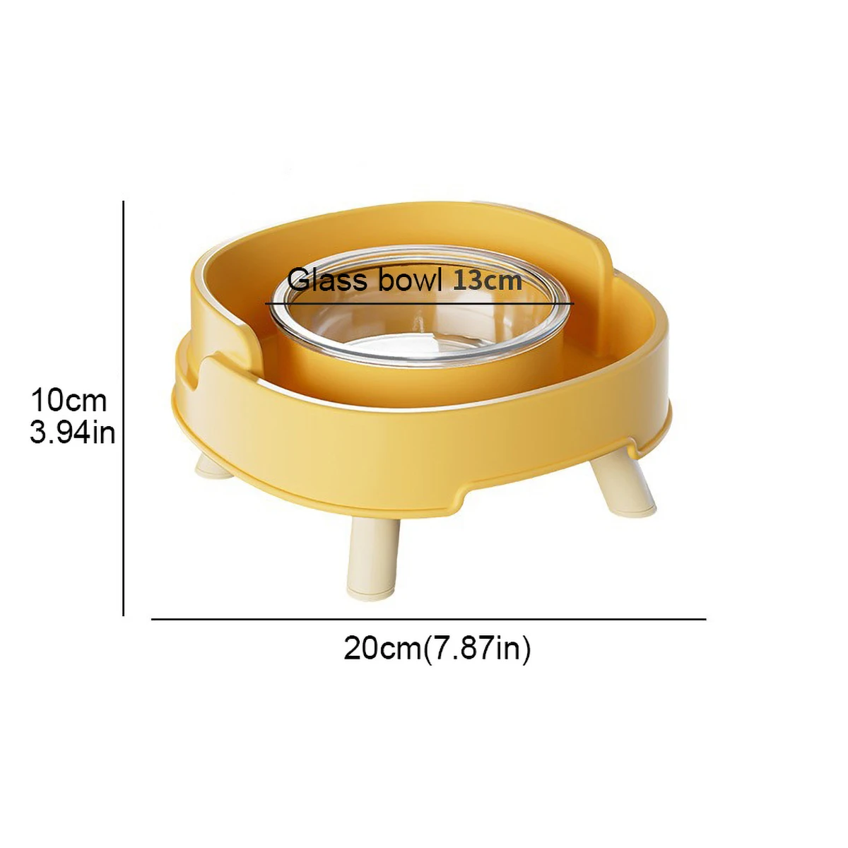 High-Footed Leak-Proof Pet Bowl - PP+Glass, Anti-Spill, Spine Protection, for Cats & Dogs