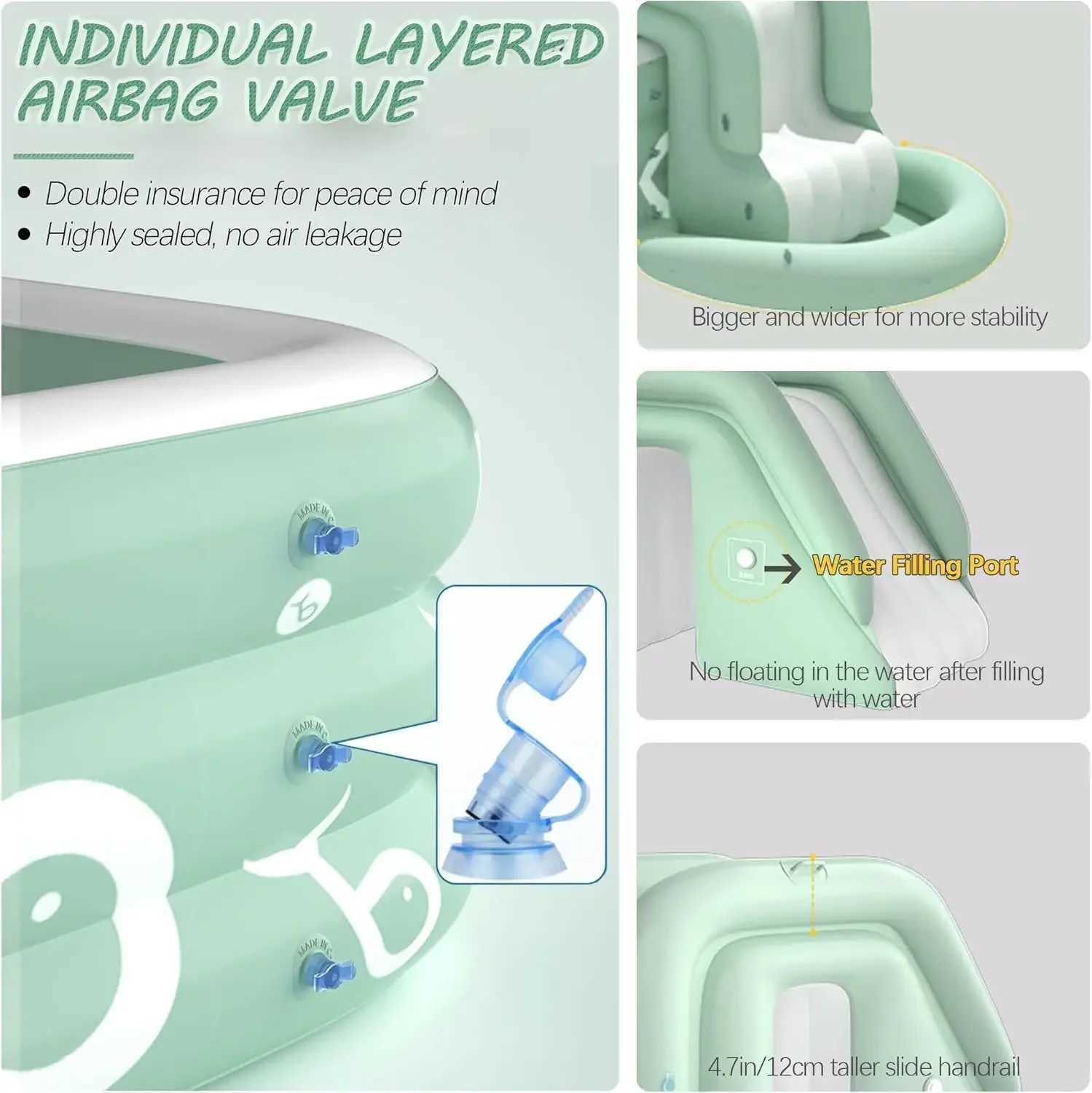 Inflatable Pool with Canopy and SlideLarge Inflatable Swimming Pool for PersonsFamily Pool for Backyard OutdoorXJ250305