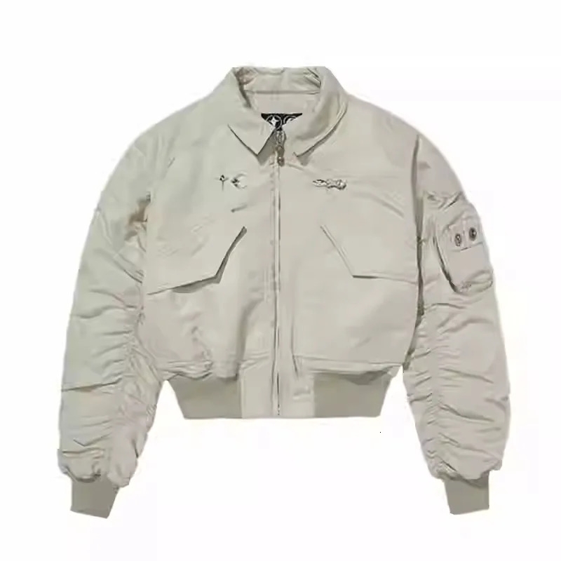Riot Club Silver Relief Cutting Bomber Jacket Cotton Fashion Niche Heavy duty Pad Short Wide Casual Use 250225