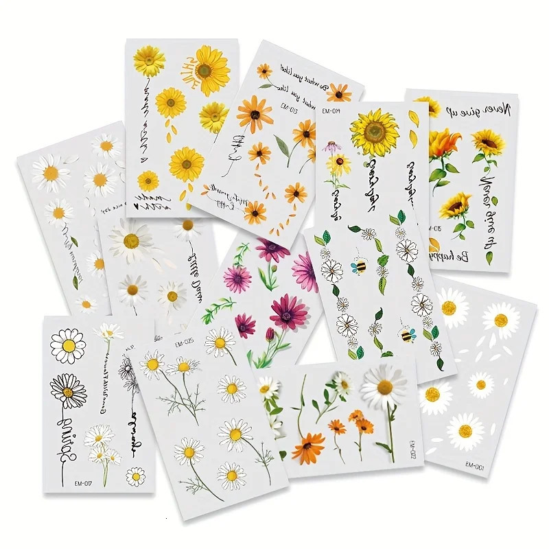 12 Temporary tattoos for women Flower tattoo body art sticker waterproof durable suitable arms and hands 250219