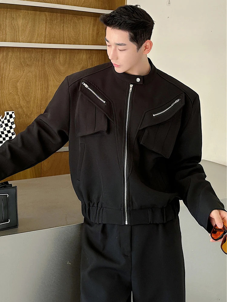 LUZHEN Niche 2025 Trendy Zipper Pockets Splicing n Casual Jacket Mens High Quality Original Stylish Outerwear LZ7925 250304