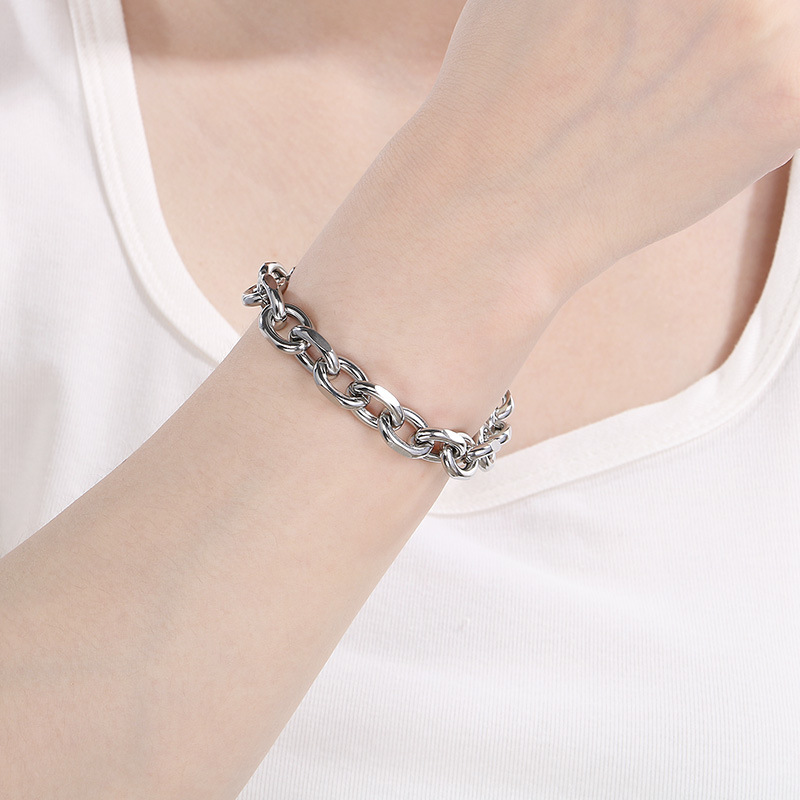 Vintage Stainless Steel Hollow Ball Cuban Chain Bracelet 18k Gold Plated Jewelry for Men Women No Fade