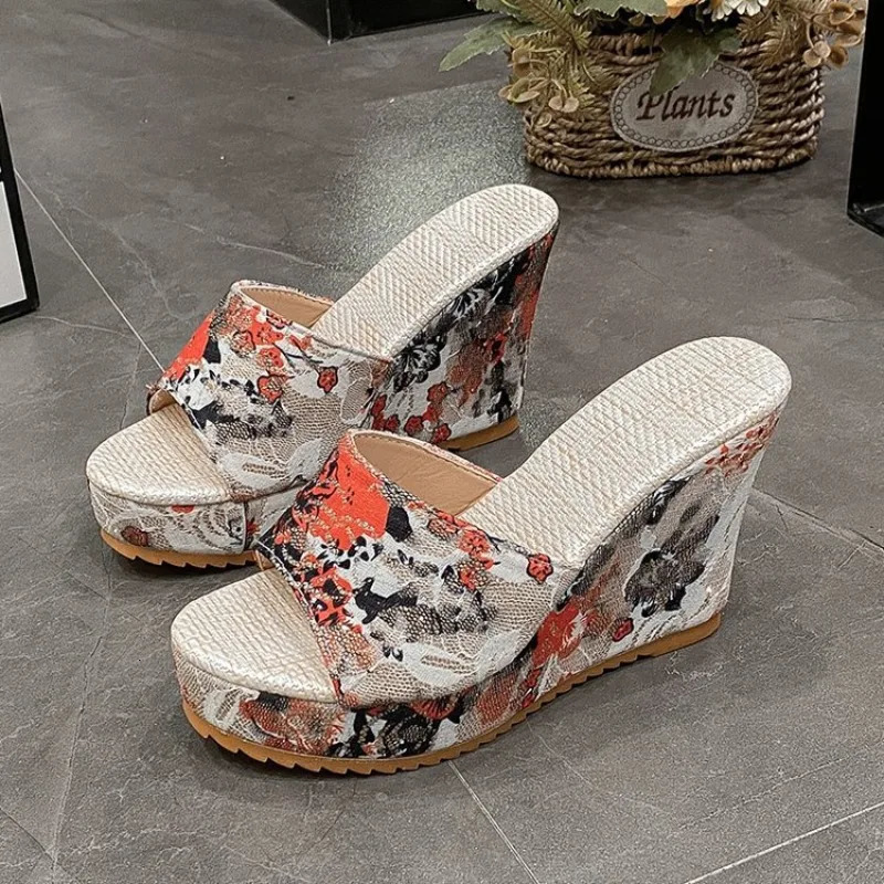 Plus Size 35-42 Shoes for Women Fashion Summer Casual Flip Flops Peep Toe Platform Wedges Slippers Non-slip Sandals The Woman 250228