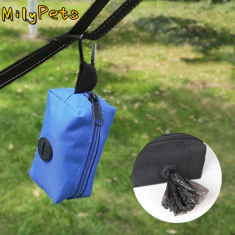 Oxford Dog Poop Bag Dispenser with Metal Buckle Pick-Up Bags Holder Pet Poop Bag Holder Leakproof Pet Waste Bag Carrier Travel