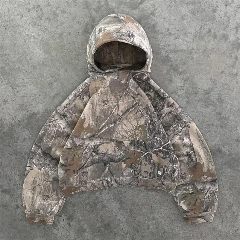 Mens Womens Gothic Retro Camo Zip Hoodie Y2K Cotton Jacket Autumn Winter Plush Hoodie Sweatshirt Casual Warm Zip Jacket 250304