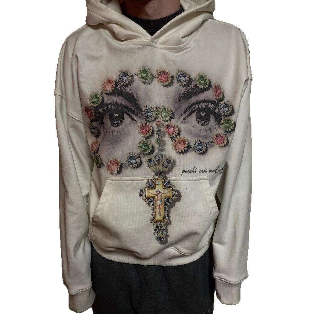 Y2K American Cool Face Cross 3D Stereoscopic Pattern Street Loose Clothing