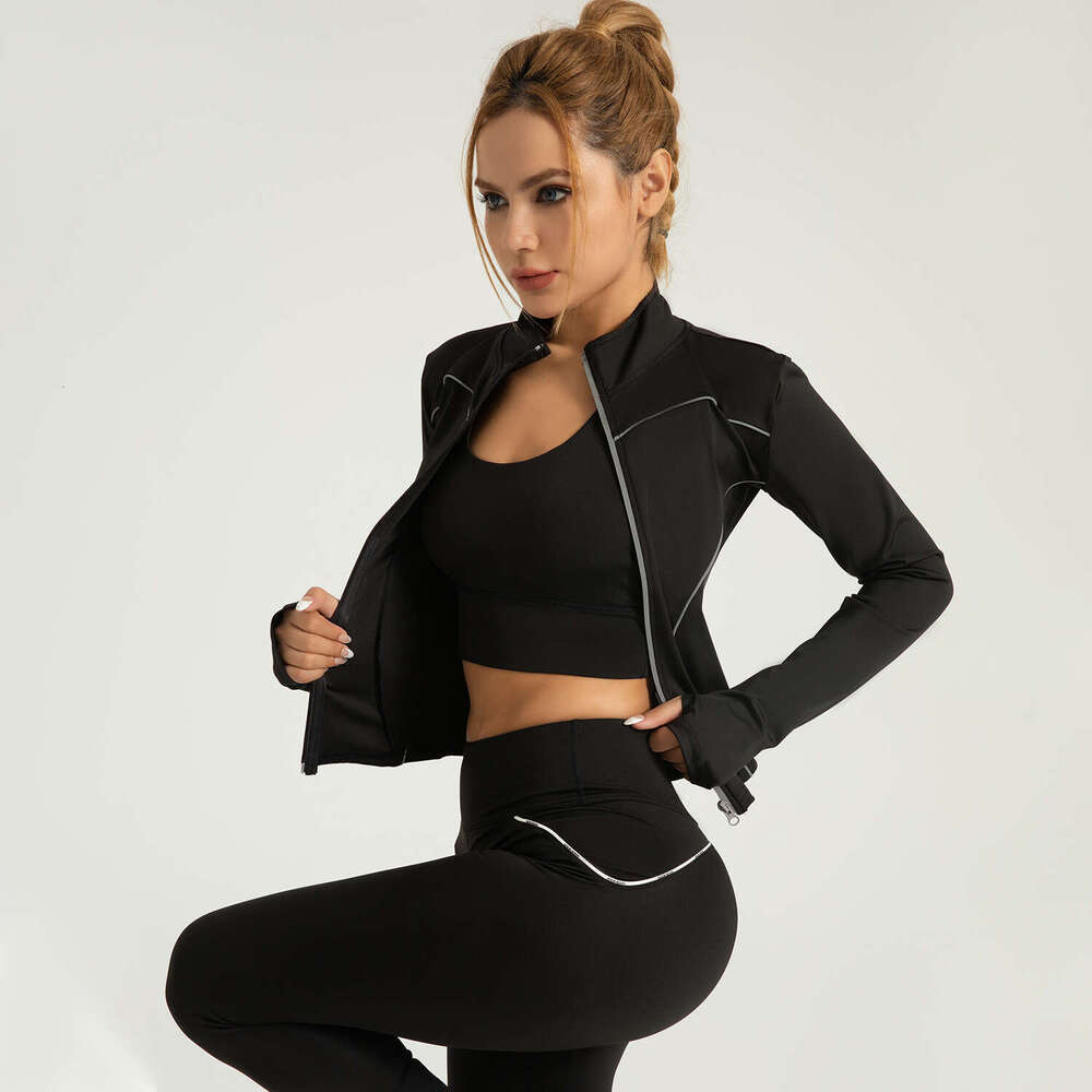 New Line Yoga In The Special Zone With Stand Up Collar Slimming And Slimming, Night Running Reflective Sports Jacket For Women KLMY