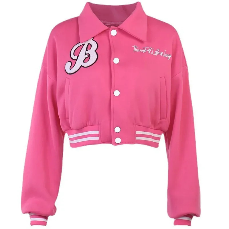 Towel embroidered English printed baseball jacket summer top comfortable casual sports womens wear 250304