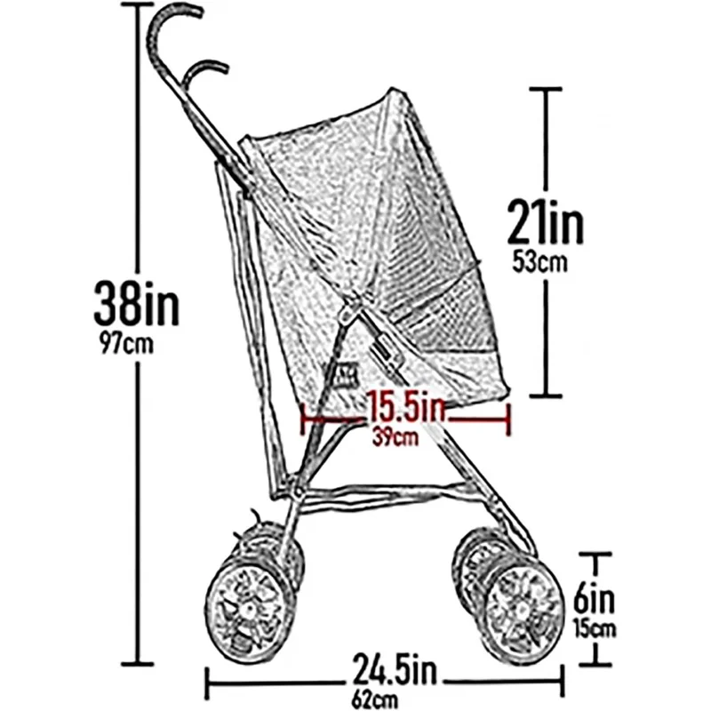Pet Gear Travel Lite Plus Stroller, Compact, Easy Fold, No Assembly Required, Large Wheels for Cats and Dogs up to 15 pounds