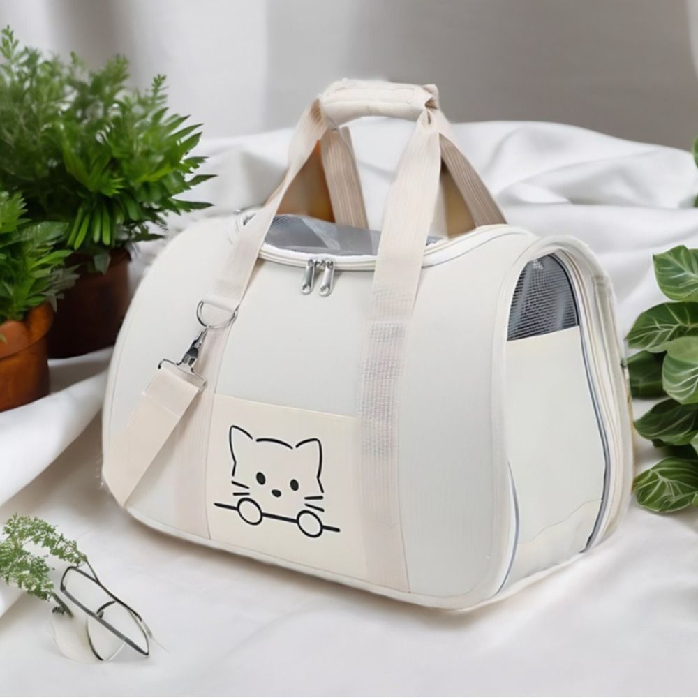 Portable Top-Expandable Cat Carrier Breathable Mesh Cats Handbag Escape Prevention Dogs Carrier Bag for Outdoor Travel