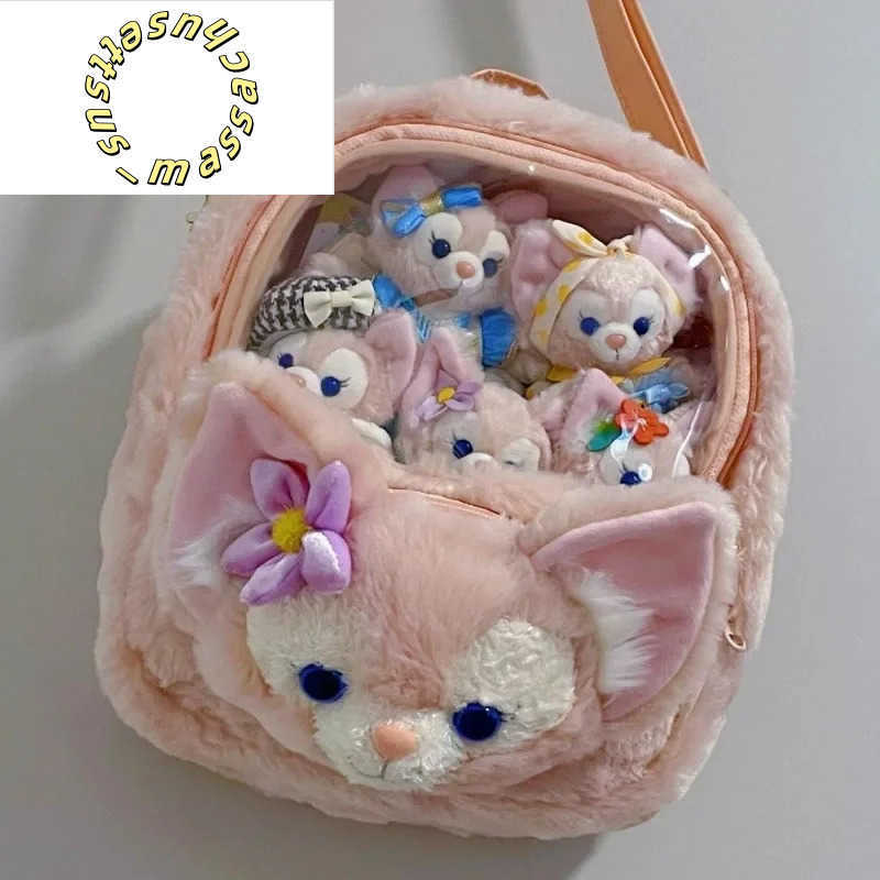 Backpacks 2024 New Dopamine Cartoon Cute Linabell Big Face Plush Student Large Capacity Storage Travel Shoulder Crossbody Backpack Y250305FZYZ