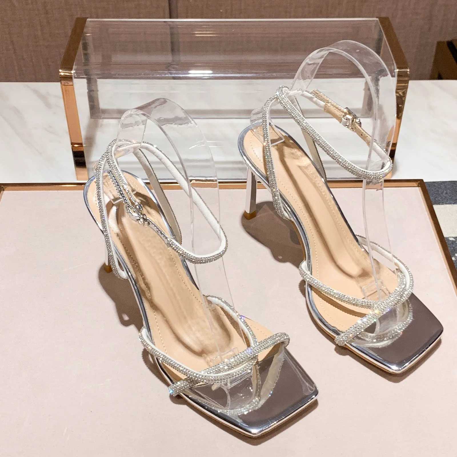 Shoes Women Summer 2024 Fi Spring And Summer Women Sandals High Heel Large Size Rhine Sequin Buckle Sexy SinglesXJ2500305