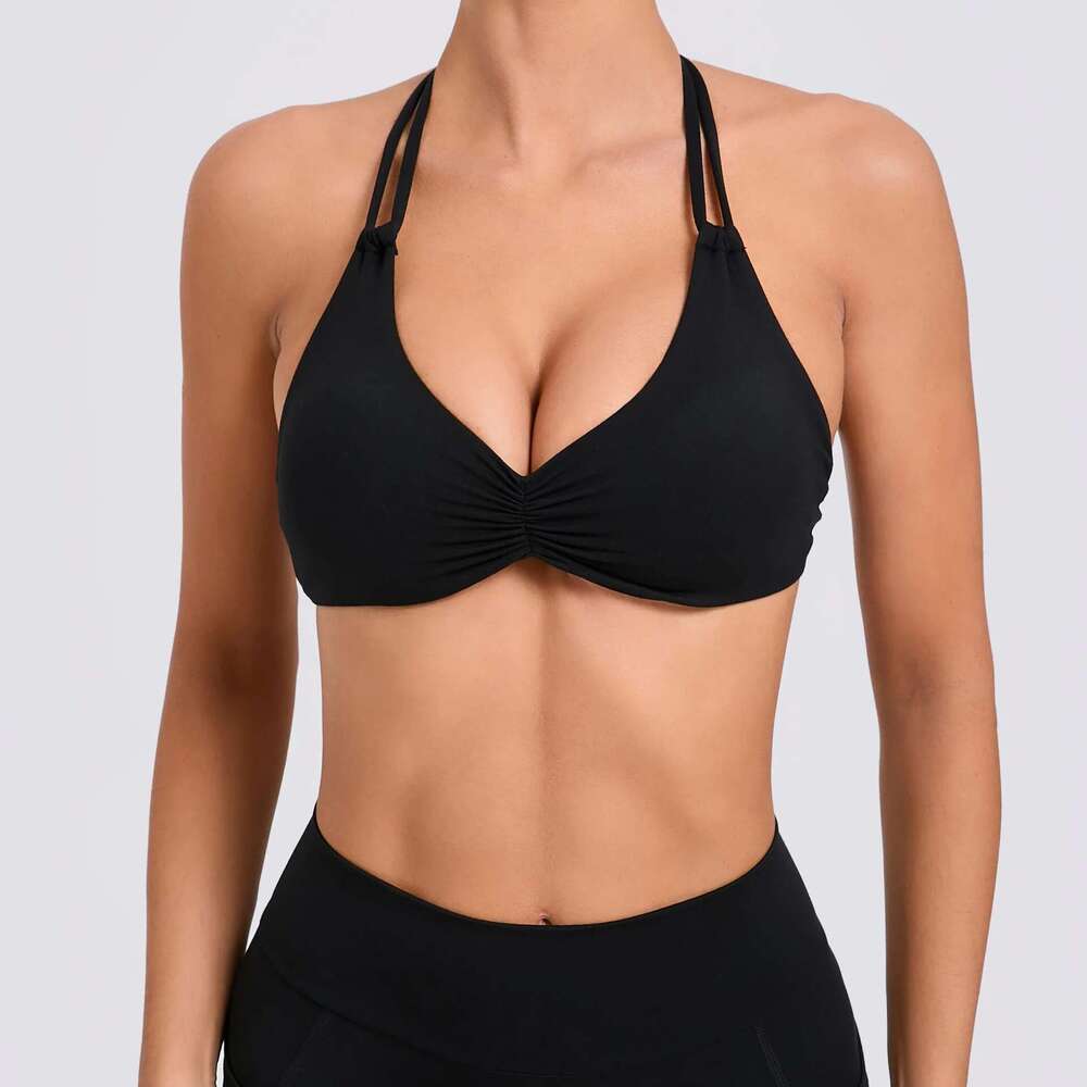 Sports Sexy Women Halter Top High Support Impact Push-Up Open Back Wear Running Fiess Bra Yoga Tops Workout Underwear Kl-My