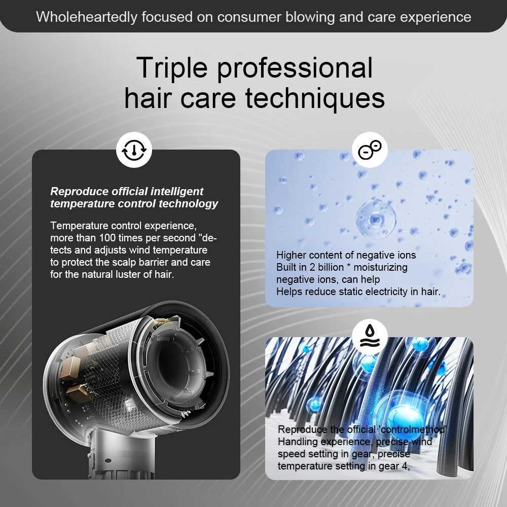 Hair Dryers 1.8m Professional Leafless Hair Dryer Negative Lon Hair Care Quick Home Powerful Hairdryer Constant 200 Million Anion Blow Dryer z250305