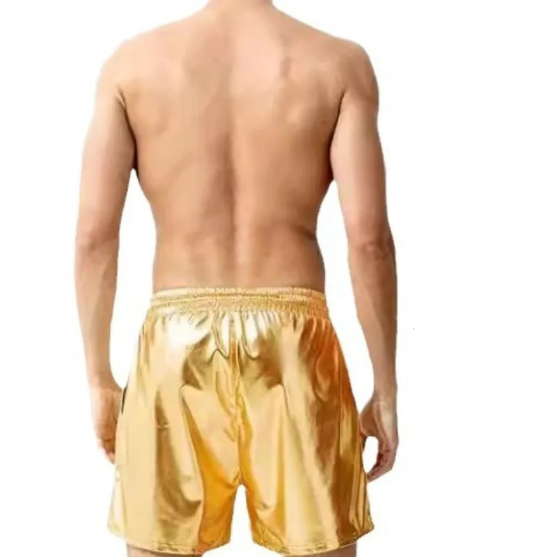 2024 Bright Leather Shorts for Mens Casual European and American Three Color Beach Pants 250304