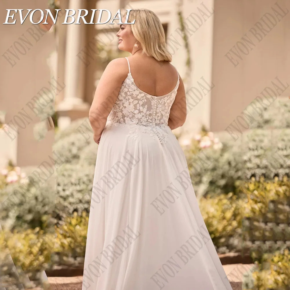 EVON BRIDAL Customized Elegant Plus Size Wedding Dress Chiffon A Line Appliuqe Sleeveless Bride Gown 2025 250304