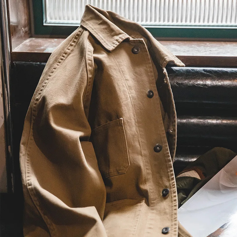 Maden Amekaji Jacket Mens American Casual Vintage 4 Pockets Jackets Outdoor Cotton Lapel Coats Uncle Fu Retro Fashion Outwear 250225