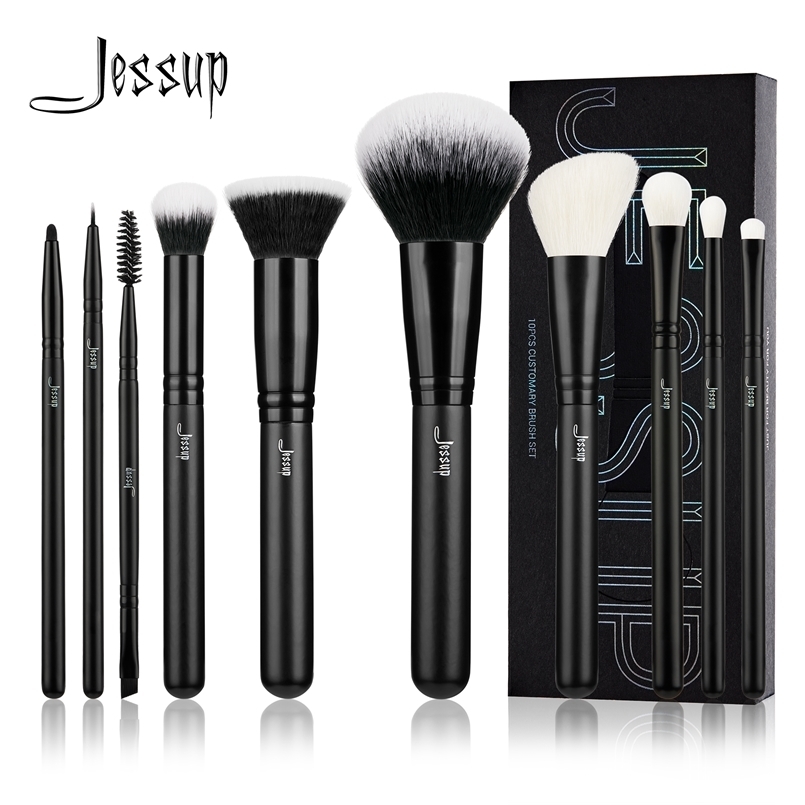 Jessup 10pcs Makeup Brushes Set Natural Synthetic Powder Foundation Eyeshadow Eyeliner Spoolie Brush Blush Eyebrow Broach T323 250305