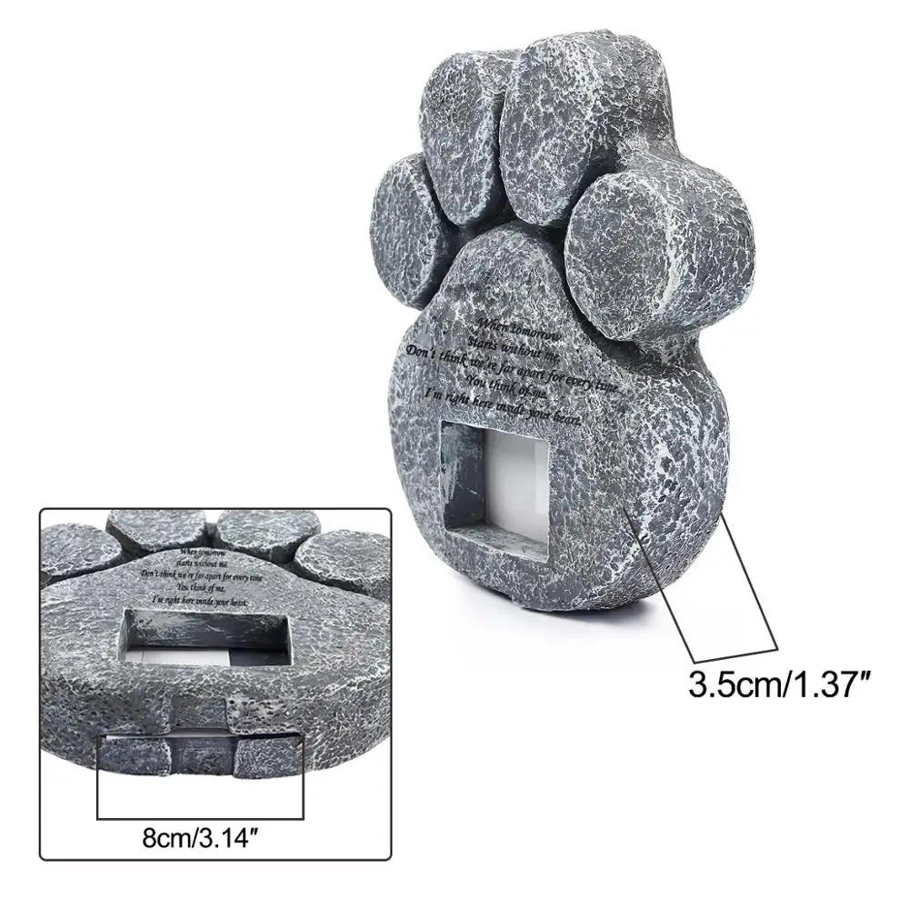 Pet Memorial Stones for Loss of Pet Gifts Paw Print Memorial Shaped Cat Dog Photo Grave Pet Gifts Frame Tombstone