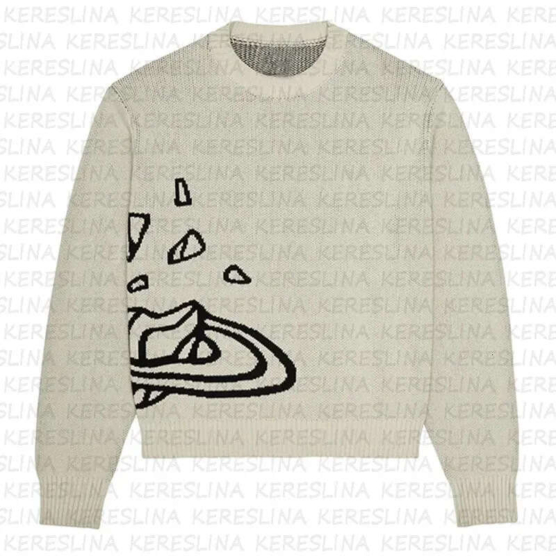 Space Planet Star Knitted Knight Youth Y2K Women's Black Warm Top Men's Loose