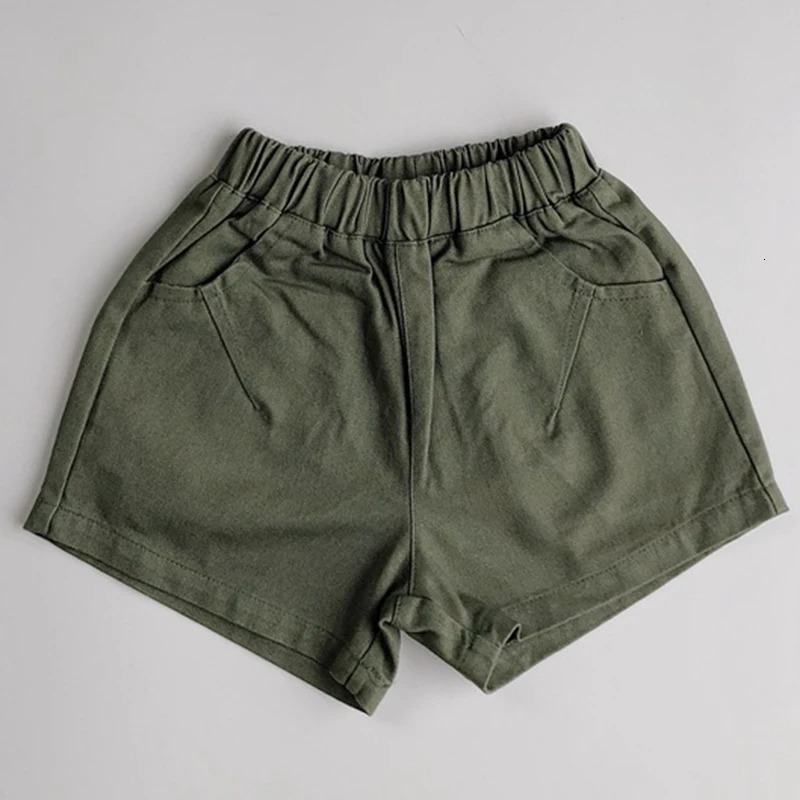 2025 Kids Boys Summer Shorts Solid Elastic Waist Beach Toddler Pants With Pocket For 7M-7T Children Casual Loose Korean Clothes 250304