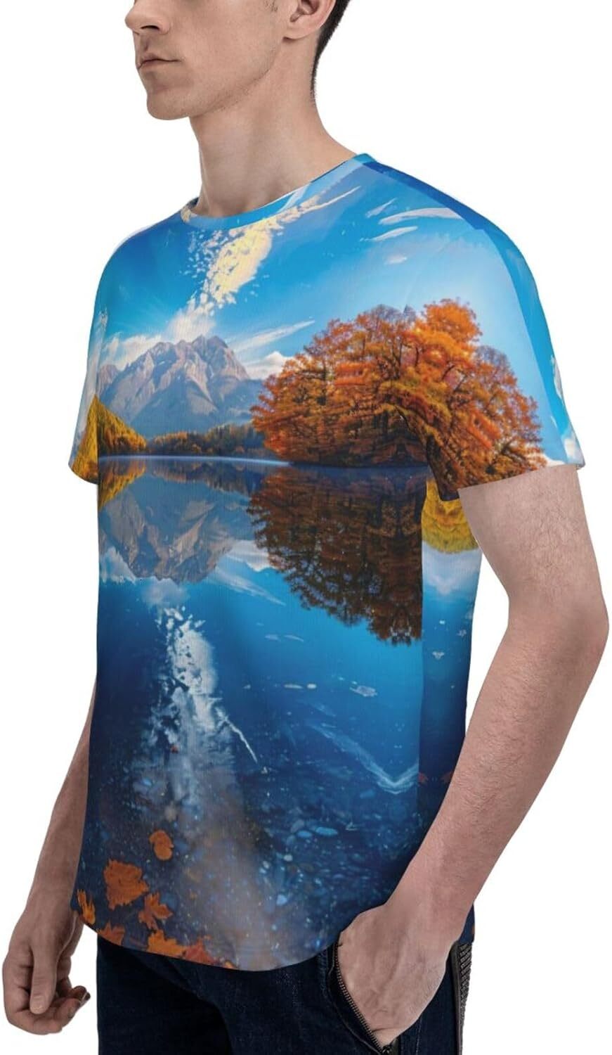 Mens T shirt Beautiful Landscape 3D Printed Graphic T-Shirt for Men Natural Scenery Soft Casual Trendy Summer Tops Tee tee Casual tops summer clothes