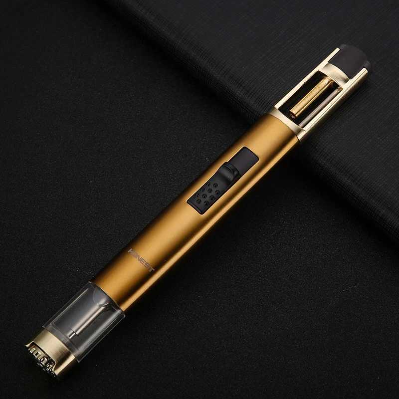 HONEST-Airbrush Torch Turbo Lighter Windproof Cigar Lighter Unusual Metal Jet Butane Gas Pipe Welding Lighter Kitchen GadgetT250305