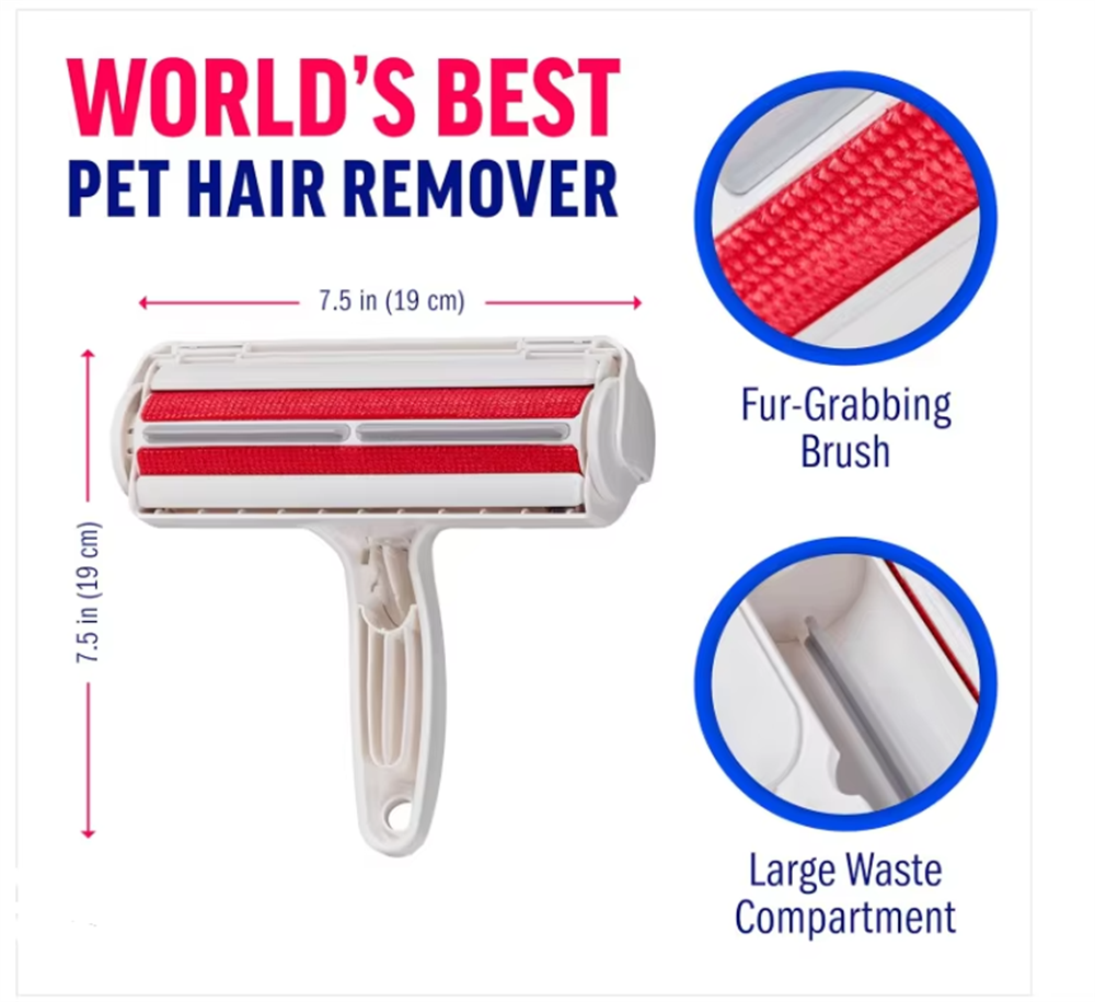 Pet Hair Remover and Reusable Lint Roller Cat and Dog Hair Remover for Furniture, Couch, Carpet, Clothing and Bedding - Portable, Multi-Surface Fur Re