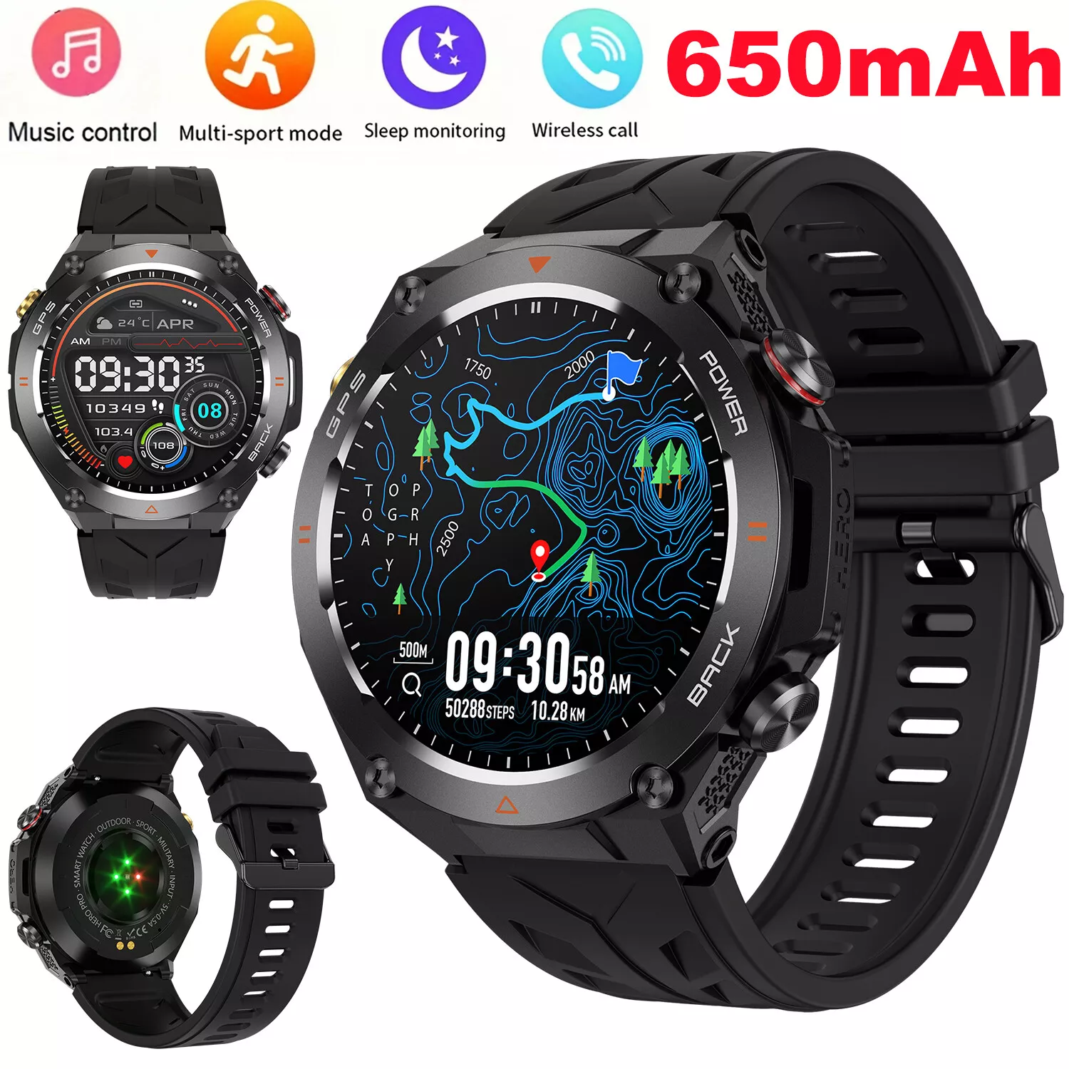 KC82 Unisex Smartwatch for Men and Women with GPS Tracking, Heart Rate Monitoring, and Call Features