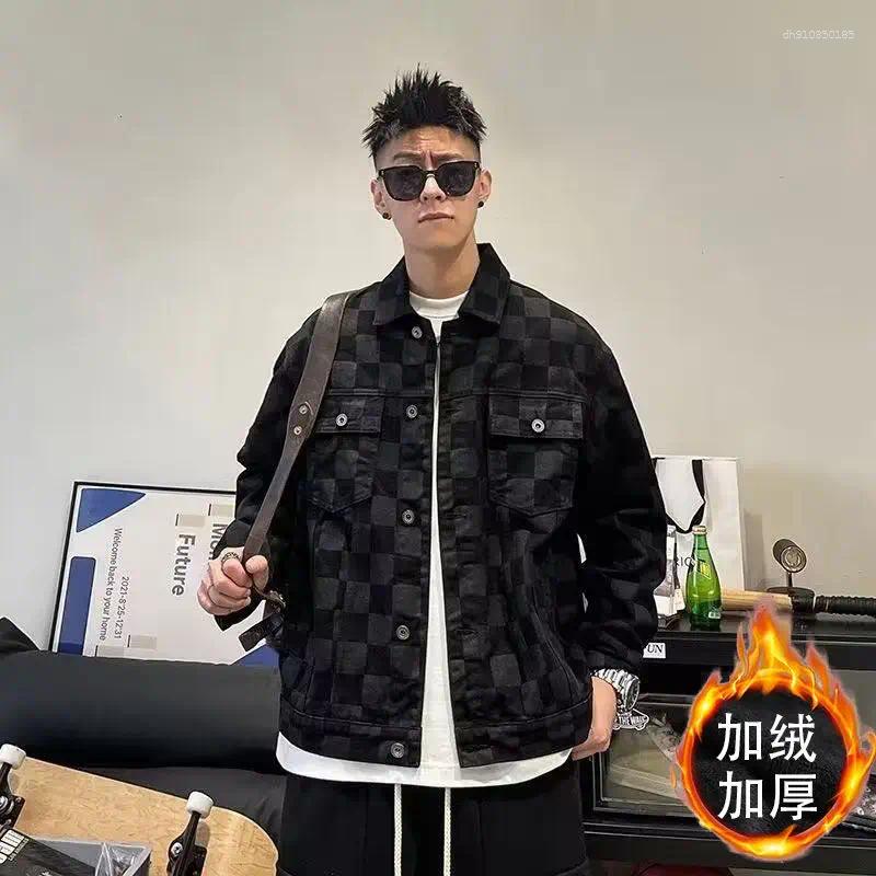 Men's Jackets Clothing Designer Clothes Thick Plaid Denim Jacket Black Spring Autumn Casual Loose Fit Cool Coats For Men