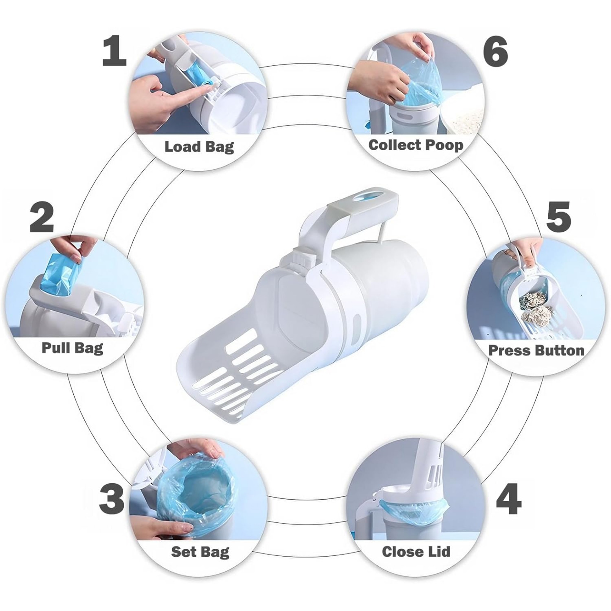 Cat Litter Shovel Scoop with Refill Bag For Pet Filter Clean Toilet Garbage Picker Cat Supplies Cat Litter Box Self Cleaning