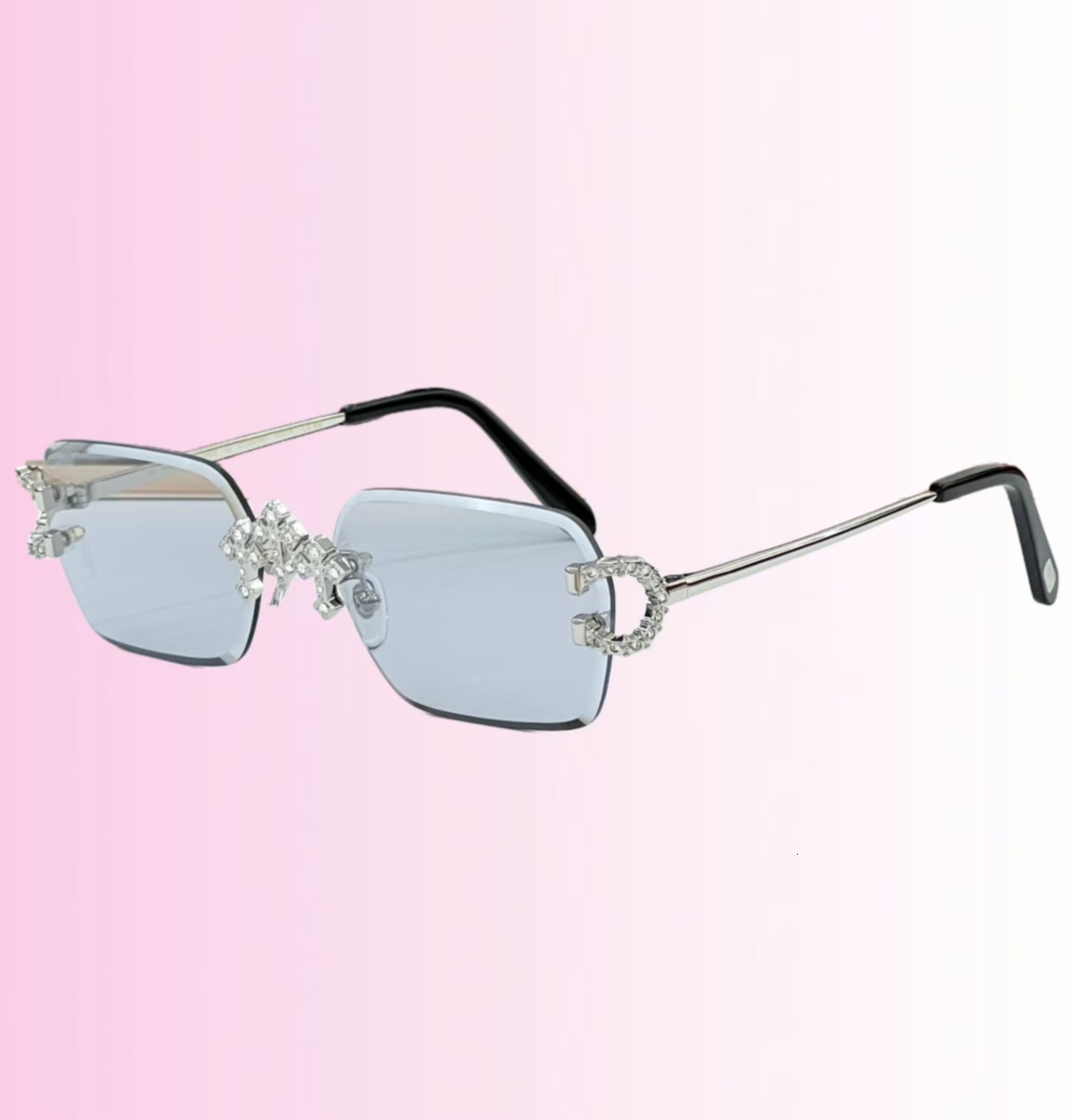 Moissanite Stylish rimless crystal sunglasses