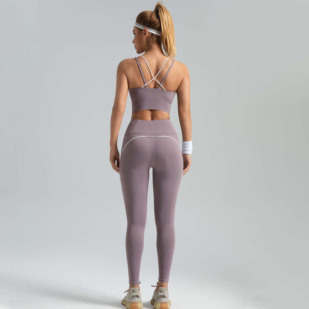 Special Zone Line Feeling Slimming High-Intensity Exercise Set, High Elasticity Breathable Yoga Suit KLMY