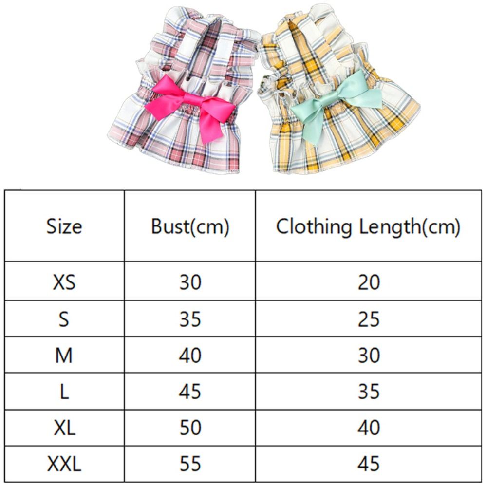 Pet Clothes Big Bow Cat Dog Plaid Dress Lovely Flounce Puppy Skirt Cute Skin-friendly Pet Dress Photograph Prop