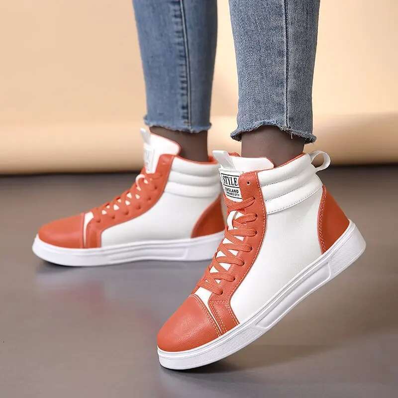 Spring Autumn Leather Skateboard Women Casual Sneaker Comfort Platform High-Top Sneakers Men Unisex Shoes Plus Size 46