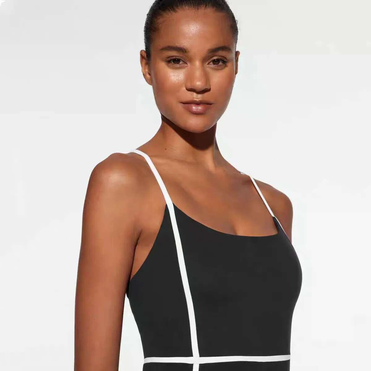 Yoga Jumpsuit Shorts Fiess Women Black Stripy Pilates Bodysuit Gym Set Sport Badminton Golf Summer Tracksuit Active Wear