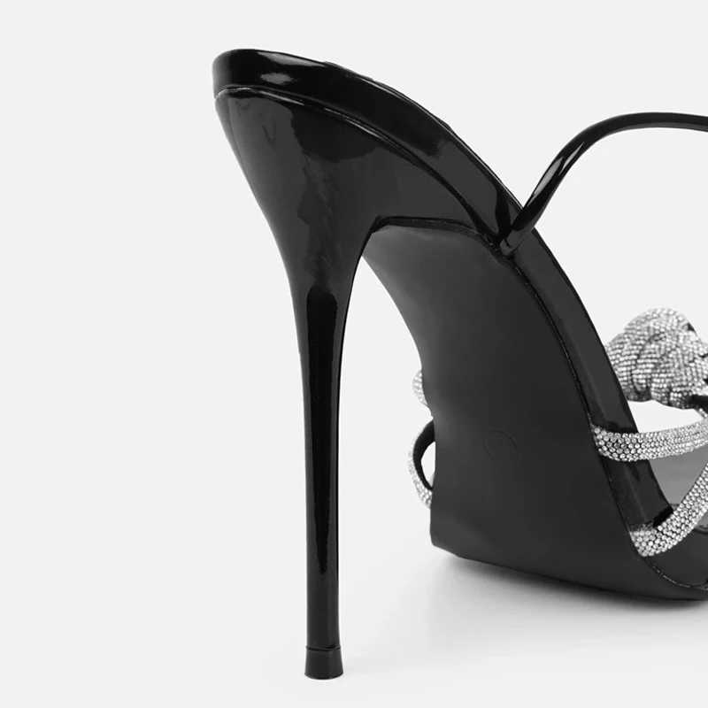 Likes 2025 New Arrival Jewelry Crystal Narrow Band Womens Sandals Summer Party Wedding Prom Shoes Platform Open Toe High HeelsXJ2500305