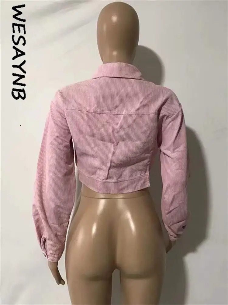 Streetwear Women Long Sleeve Casual Cropped Jackets For Women Top Fashion khaki Pink Coats Buttons Top Jackets Fall 250304