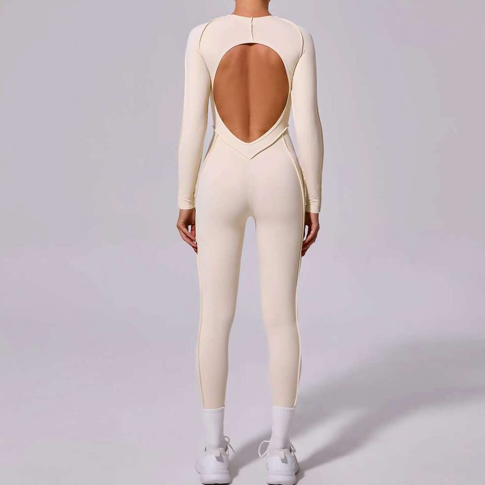 Autumn/Winter New Women's One-piece Yoga Jumpsuit leggings Long-sleeved Sexy Backless Slim Fit Sports Outfit