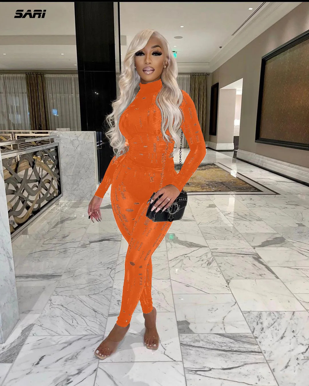 Irregular Hole Fall Trend Skinny Women Tracksuit Sexy Hollow Out Top T-Shirt Slim Pencil Pants 2 Piece Matching Set Outfits 250304